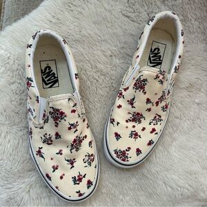 Vans White Floral Slide On Shoes Size 7.5
